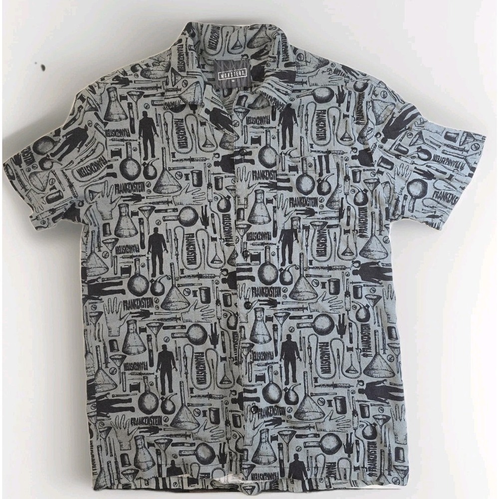 Universal Studios Monsters Frankenstein Button Up Shirt Men's Medium Halloween‎